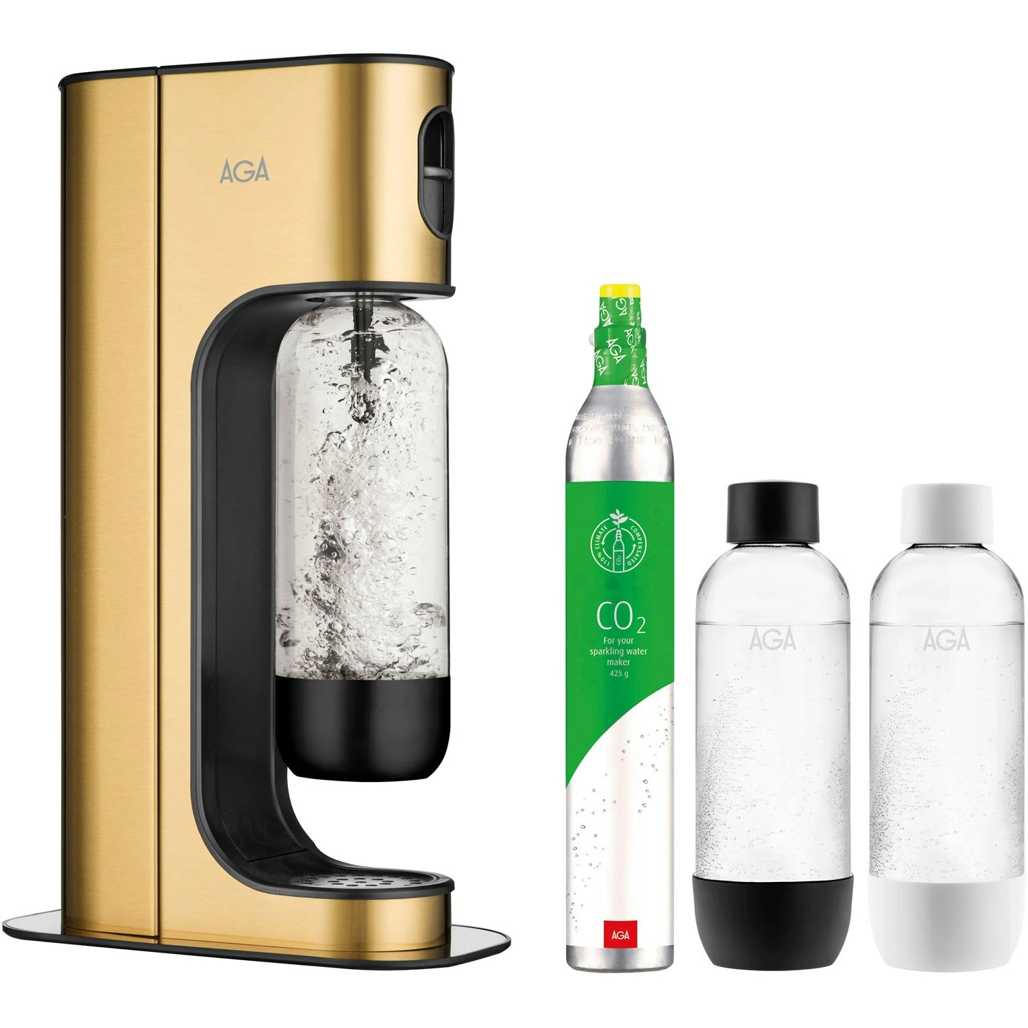 Exclusive Hiilihapotin 2 PET-pullolla + 1 Kaasusylinteri, Messinki 3 Exclusive Hiilihapotin 2 PET-pullolla + 1 Kaasusylinteri, Messinki