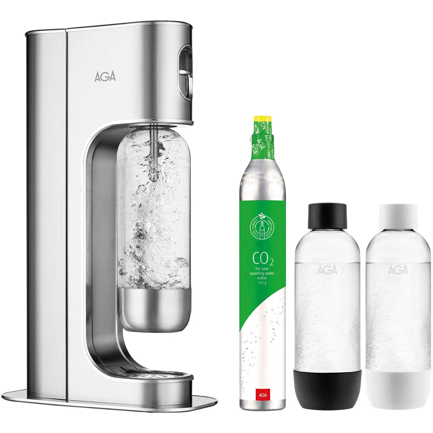 Exclusive Hiilihapotin 2 PET-pullolla + 1 Kaasusylinteri, Teräksenharmaa 3 Exclusive Hiilihapotin 2 PET-pullolla + 1 Kaasusylinteri, Teräksenharmaa